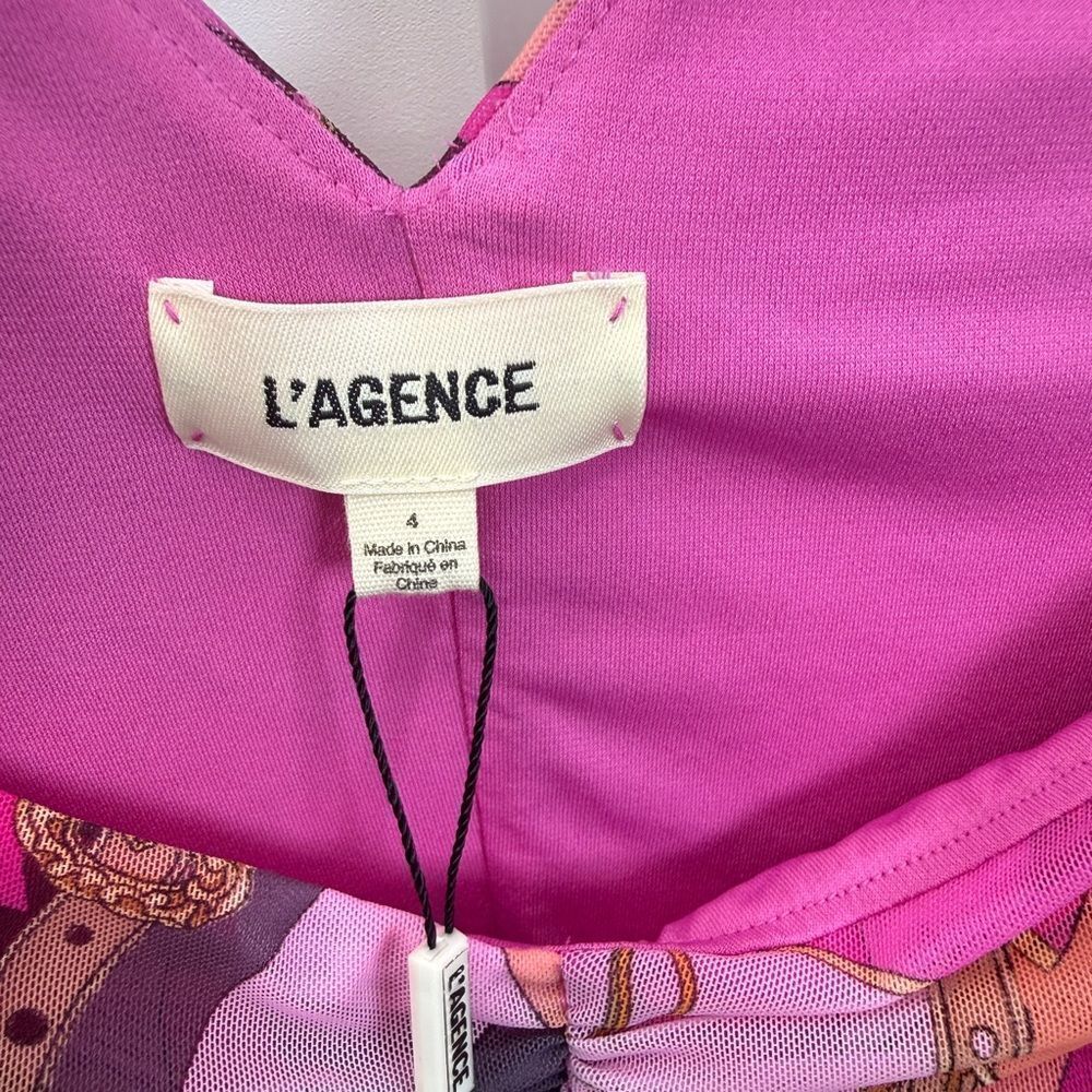 L'AGENCE Lolissa Rushed Long Sleeve Mesh Mini Dress Size 4 NWT - Picture 8 of 8